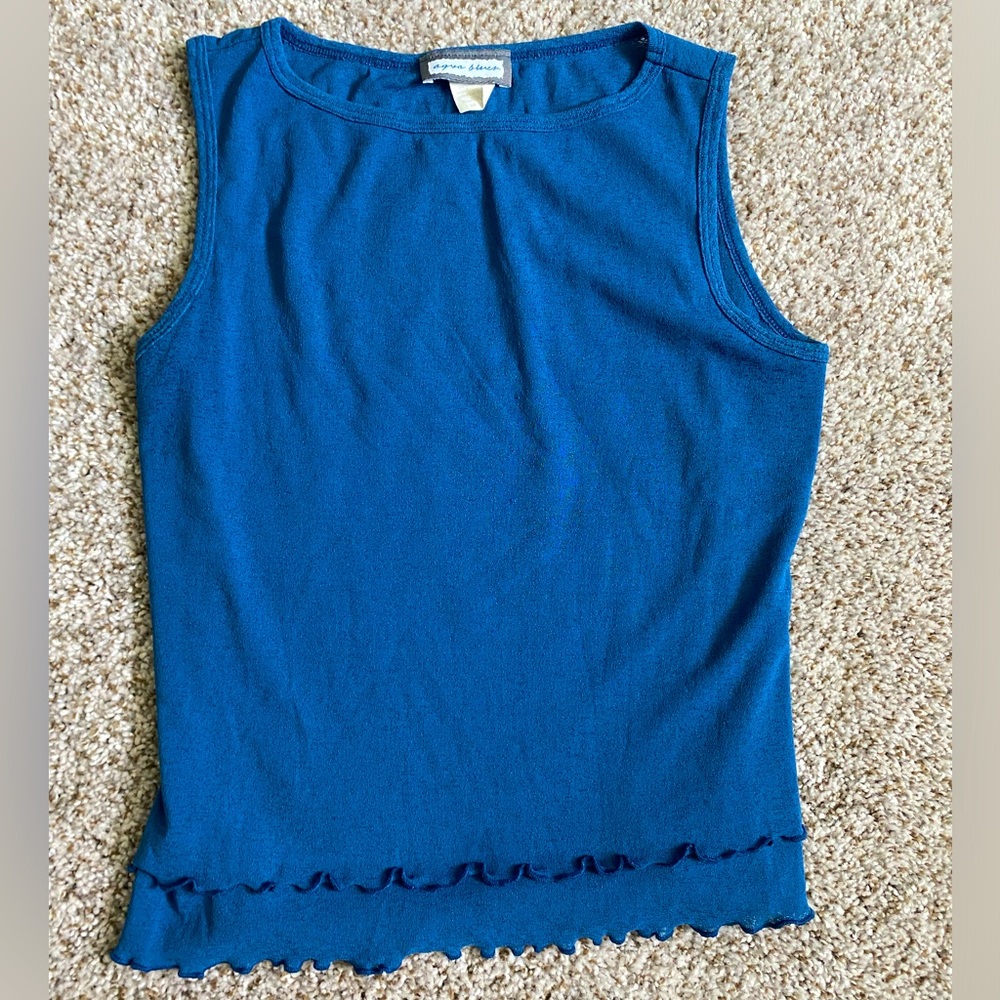 Vintage Blue Ruffle Tank Top